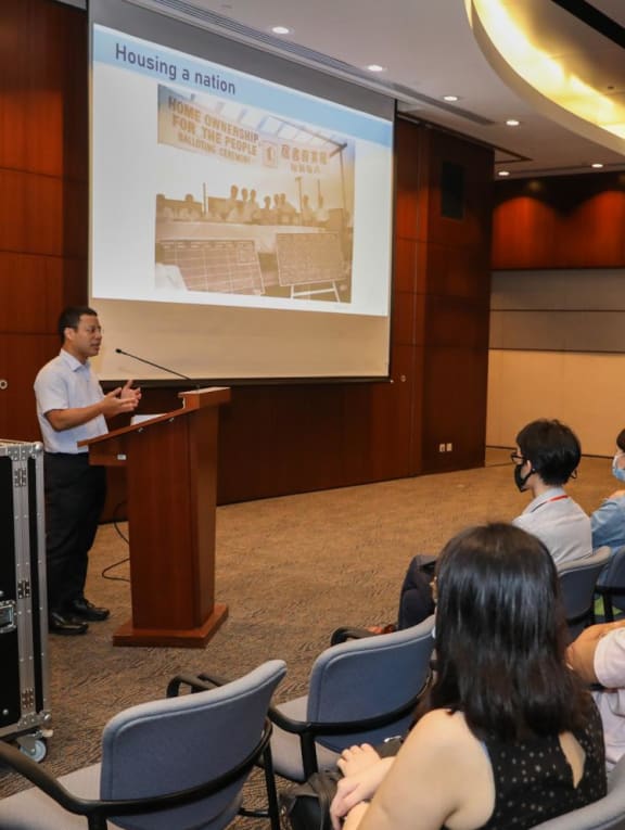 Minister for National Development Desmond Lee delivers his opening remarks at MND’s first Forward Singapore engagement session at the URA Centre on Sept 25, 2022.