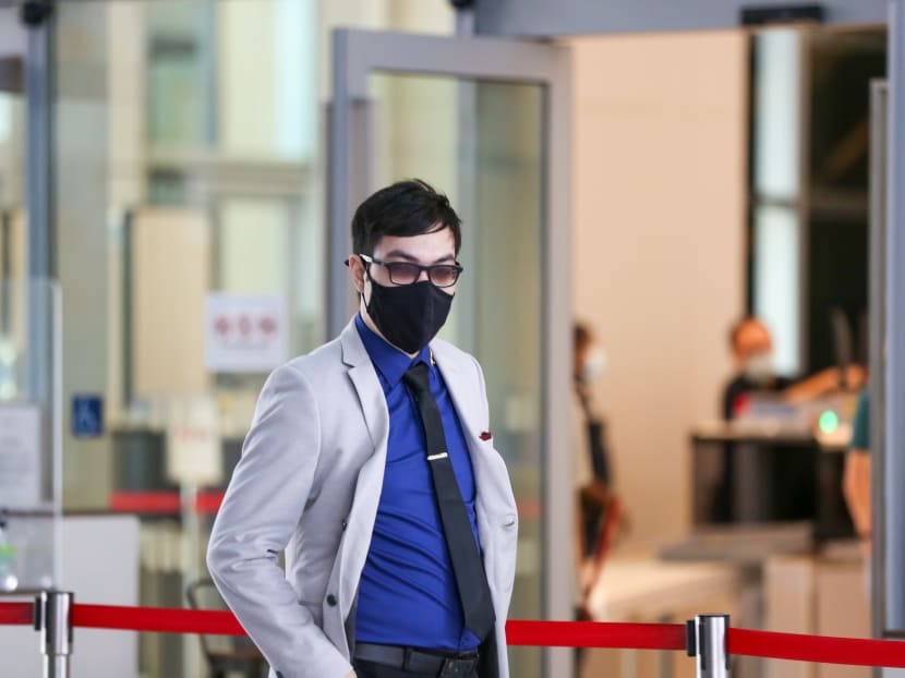 Wong Ming Jun arriving at the State Courts on April 8, 2022. Wong Ming Jun arriving at the State Courts on April 8, 2022.