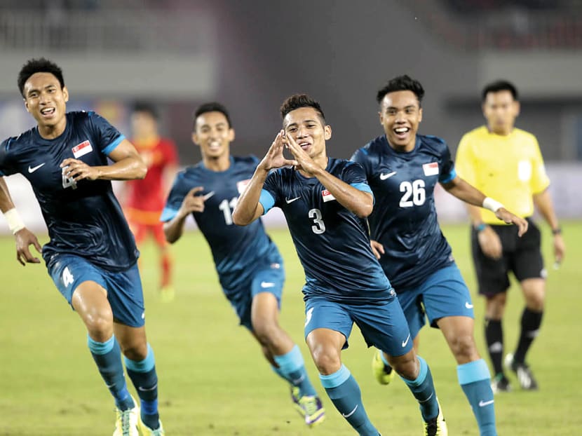 The Under-23 team’s 3-2 victory over Bahrain was decisive in the SNOC’s decision to let them go to the Asian Games. 
TODAY FILE PHOTO