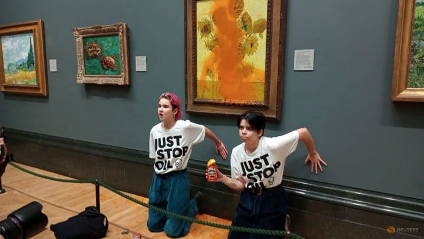 UK police charge two women after soup thrown at van Gogh's Sunflowers