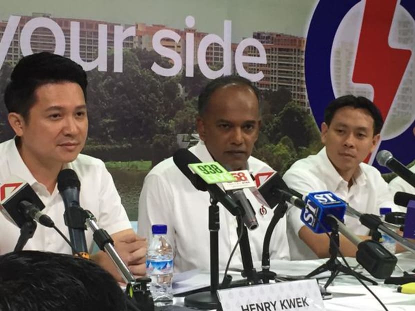 Mr Henry Kwek (left) and Mr Louis Ng (far right) have been announced as PAP's new candidates for Nee Soon GRC on Aug 28, 2015. Photo: Raymond Tham/TODAY