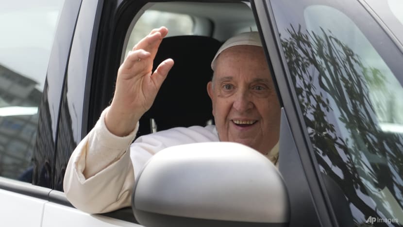 Pope Francis leaves hospital, saying 'I'm still alive'