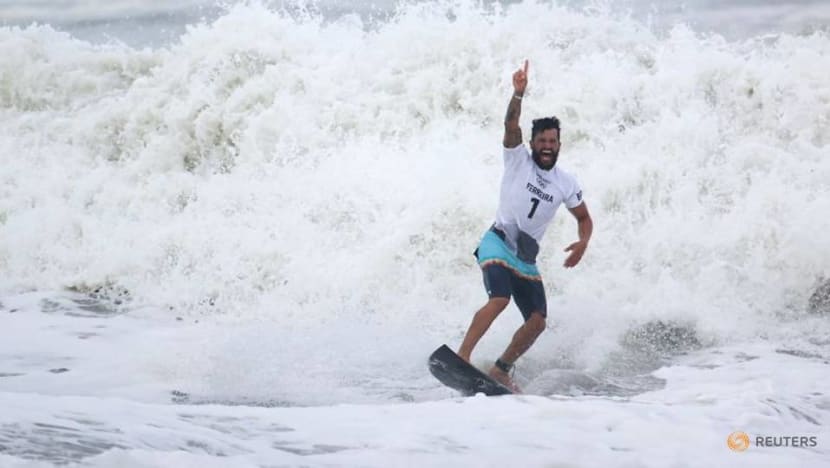 Olympics-Surfing-Ferreira, Moore secure historic gold medals Olympics-Surfing-Ferreira, Moore secure historic gold medals