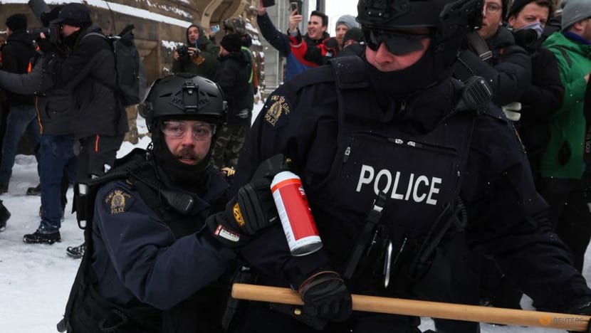 Canadian police use pepper spray, stun grenades in push to clear capital 