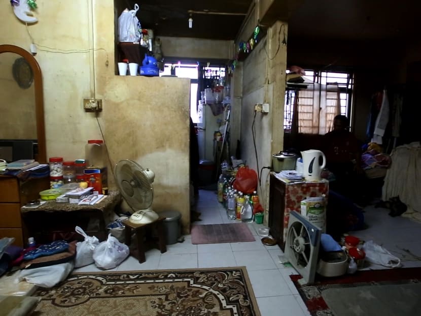 A one-room rental flat of a low-income family in Singapore.