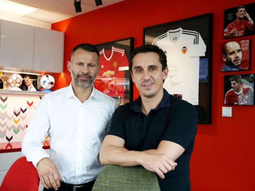 Ryan Giggs and Gary Neville, who were in Singapore last October for a press conference with real estate and investment company Rowsley, will be guest player in the amateur five-a-side CF Cup next month. TODAY FILE PHOTO