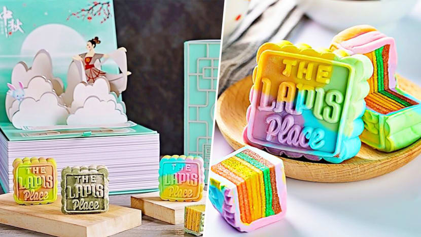 Rainbow Kueh Lapis-Mooncake Hybrid With Pop-Up Moon Goddess In Its Box