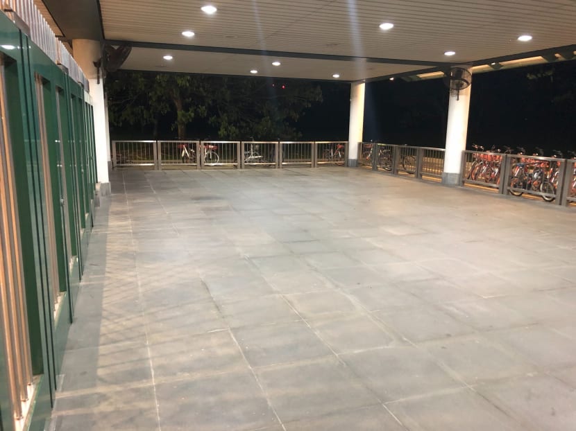File photo of Kranji MRT Station at about 9pm on March 19, 2020. At least 20 Malaysian workers were seen sleeping behind the gates of the MRT station the previous day, TODAY had reported.