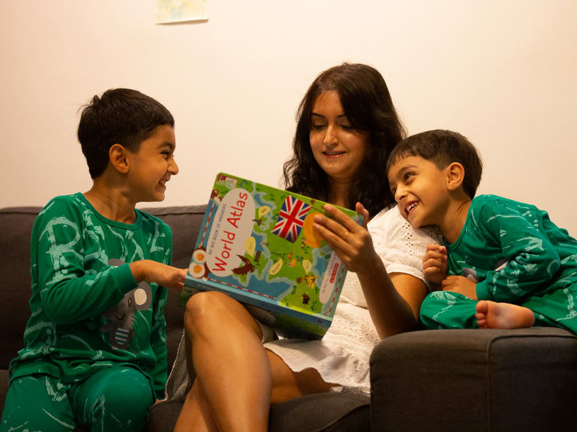 Ms Annu Rai with her two sons, aged four and six.