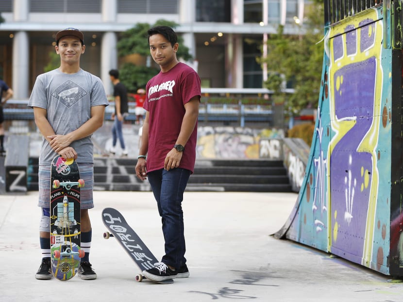 Singapore's top skateboarders (L-R) Farris Rahman, 21 and his brother Feroze Rahman, 25. Photo: Raj Nadarajan/TODAY