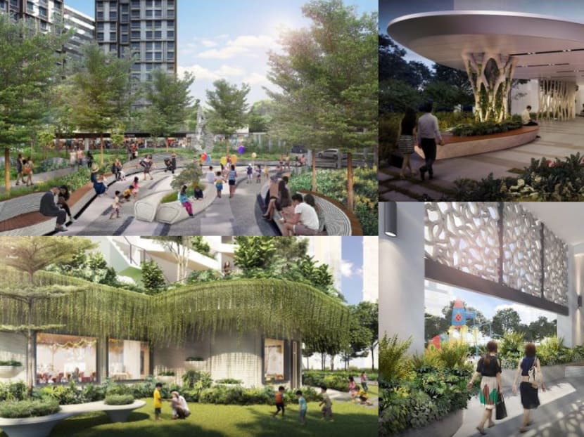3D concrete printing could be used in (clockwise from top left) landscape furniture, precinct structure, void deck designs and structure, and architectural design for social communal facilities. 3D concrete printing could be used in (clockwise from top left) landscape furniture, precinct structure, void deck designs and structure, and architectural design for social communal facilities.