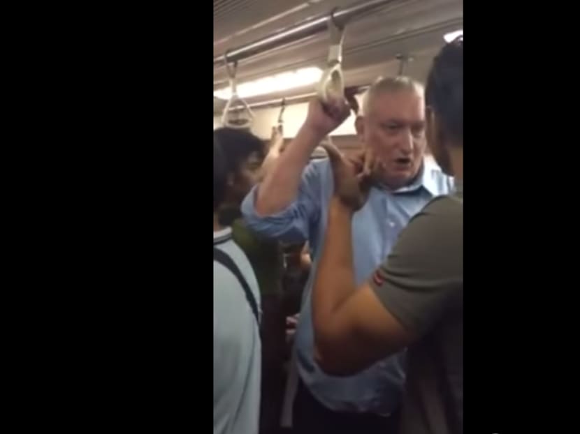 The viral video circulating online of a confrontation on the MRT. Photo: Screencap from STOMP