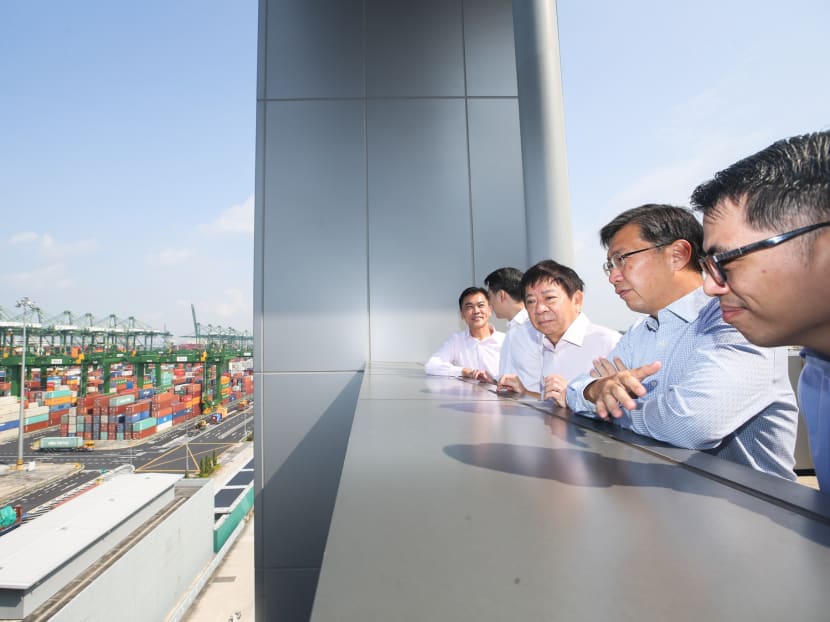 Mr Khaw Boon Wan, Coordinating Minister for Infrastructure and Minister for Transport seen during his visit to PSA to mark the completion of Pasir Panjang Terminals 4, 5 and 6 on Monday, July 23, 2018.