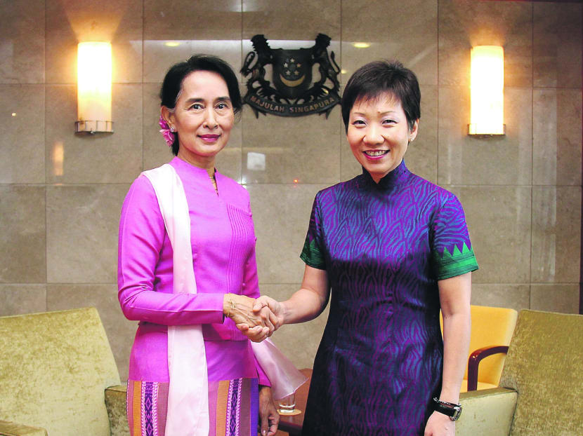 Second Minister Grace Fu meets Aung San Suu Kyi. Photo: MFA