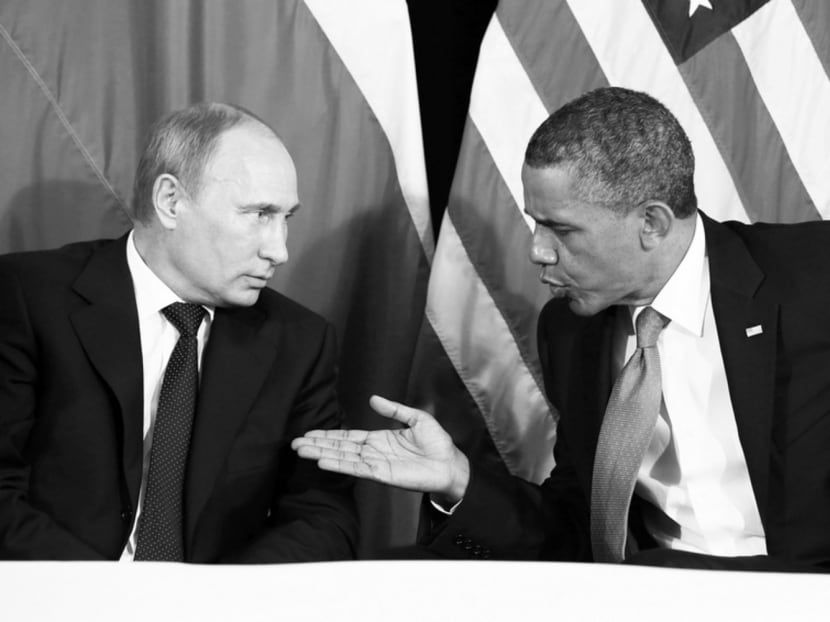 The Obama (right) administration’s preoccupation with Russian aggression in Ukraine (and with Mr Putin’s repressive rule inside Russia) prevents it from cultivating cooperation with Russia on matters of far greater concern to American national security. Photo: Reuters