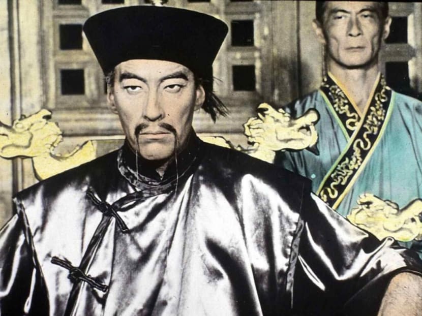 Christopher Lee as Fu Manchu, the fictional character today regarded as an offensive depiction of a racist Chinese stereotype.