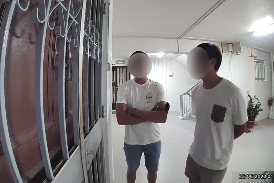 Two men were caught on camera posing as student volunteers soliciting donations from a resident living in Hougang. Two men were caught on camera posing as student volunteers soliciting donations from a resident living in Hougang.