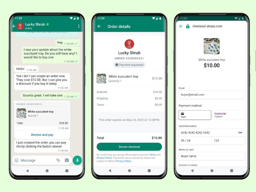 A new feature will enable Singapore residents with a WhatsApp mobile phone number registered here to pay using credit, debit cards or PayNow.