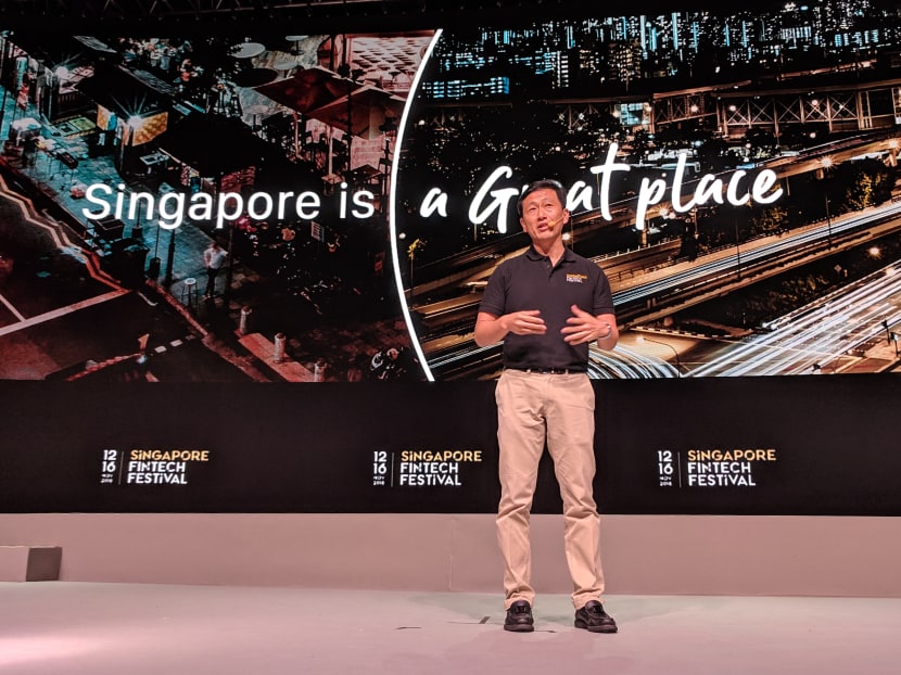 Education Minister and Monetary Authority of Singapore board member Ong Ye Kung speaks during the Singapore Fintech Festival on Nov 14, 2018.