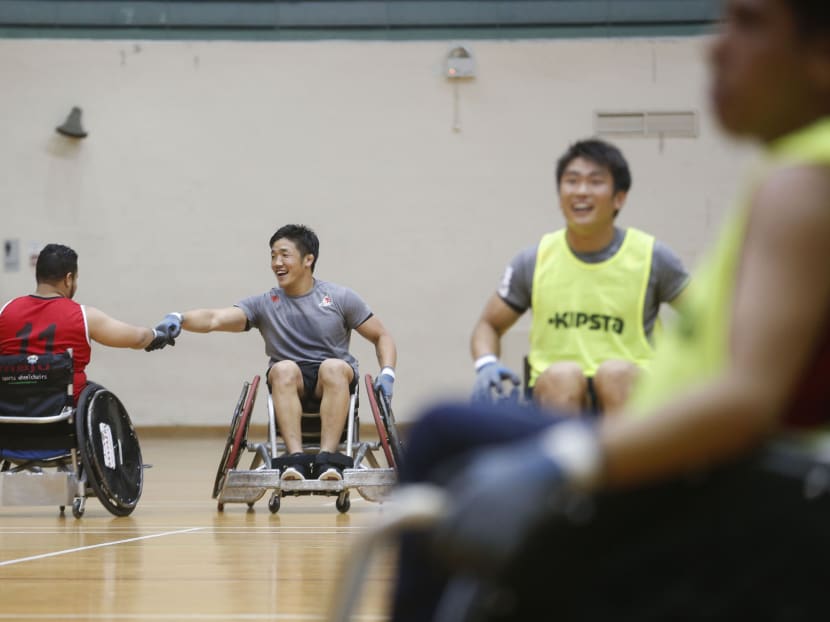 Sunwolves rugby players try out wheelchair version of the sport