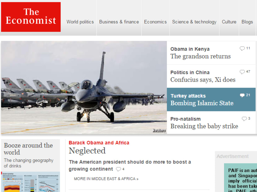 Screencap of The Economist website