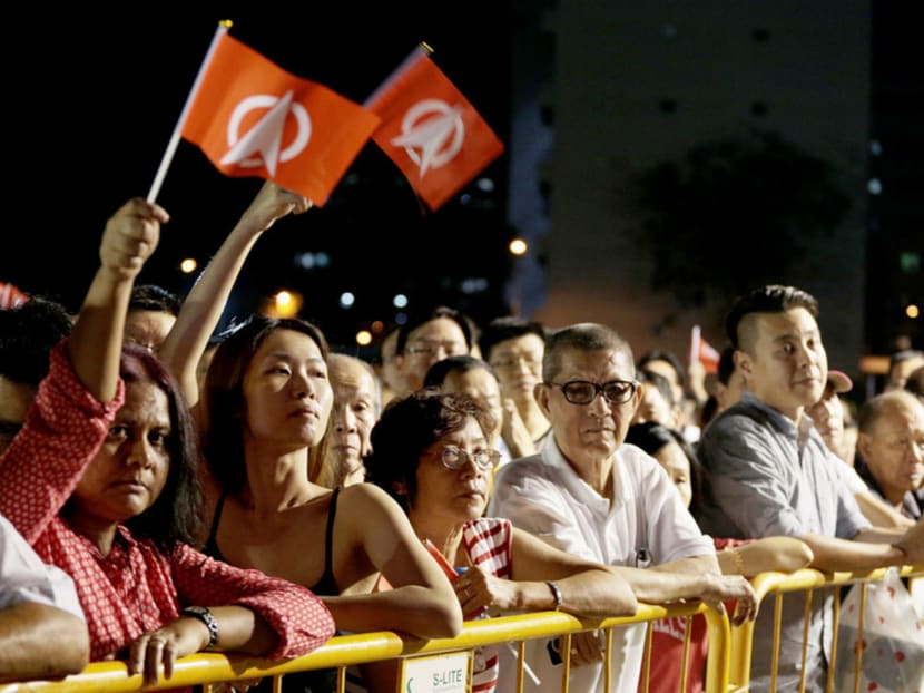 SDP supporters at a rally heard speakers talk about the high cost of living and the need for the party to have a presence in Parliament. Photo: Jason Quah