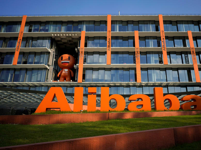 The logo of Alibaba Group is seen at the company's headquarters in Hangzhou, Zhejiang province, China.