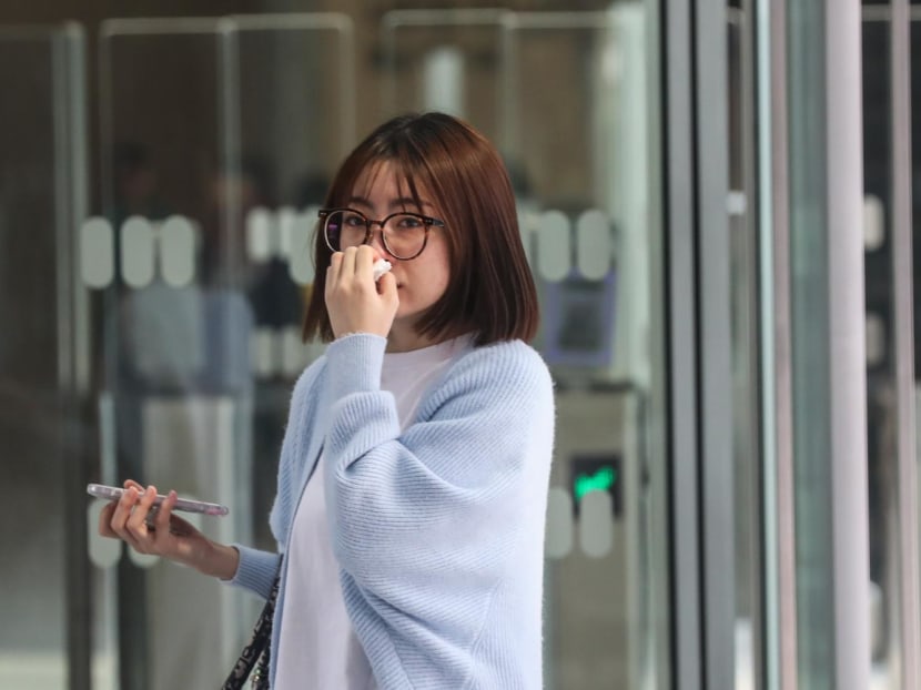 Zhang Lutian (pictured) began crying in court after reading a few words of a mitigation plea in English that she had prepared on Oct 2, 2023.