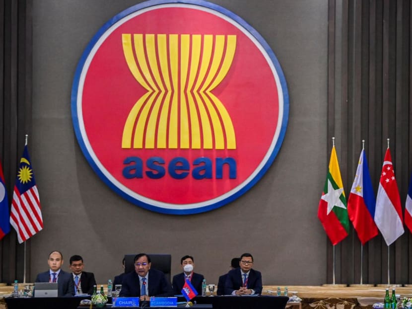 Cambodia's Foreign Minister Prak Sokhonn speaks during a meeting with Southeast Asian foreign ministers at the secretariat of the Association of Southeast Asian Nations (Asean) in Jakarta, Indonesia on Oct 27, 2022.
Cambodia's Foreign Minister Prak Sokhonn speaks during a meeting with Southeast Asian foreign ministers at the secretariat of the Association of Southeast Asian Nations (Asean) in Jakarta, Indonesia on Oct 27, 2022.