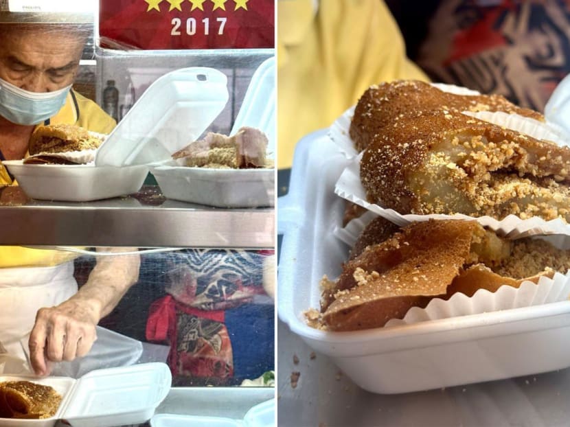 Elderly min jiang kueh hawkers open stall at 3.30am at Tanglin Halt Food Centre