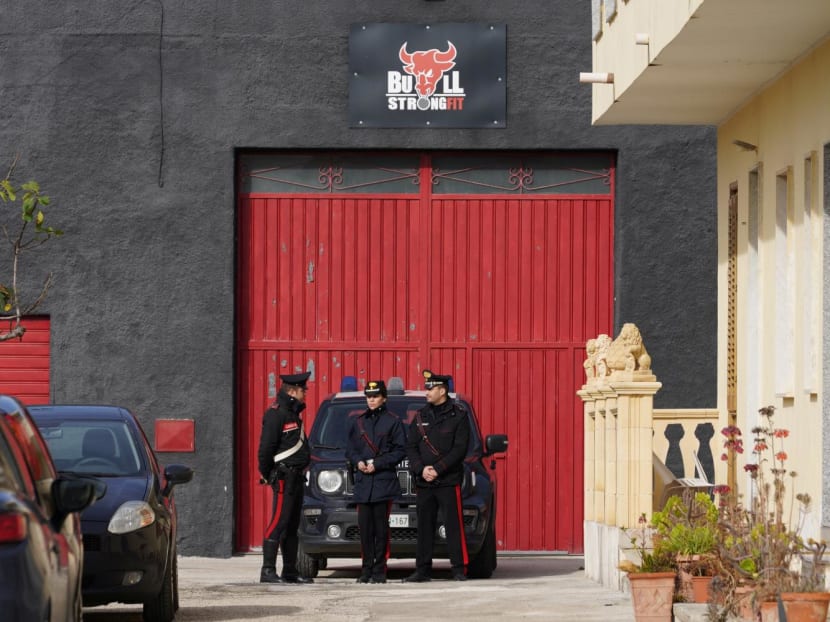 Carabinieri police stand guard near the hideout of Matteo Messina Denaro, Italy's most wanted mafia boss, after he was arrested, in the Sicilian town of Campobello di Mazara, Italy, Jan 17, 2023.