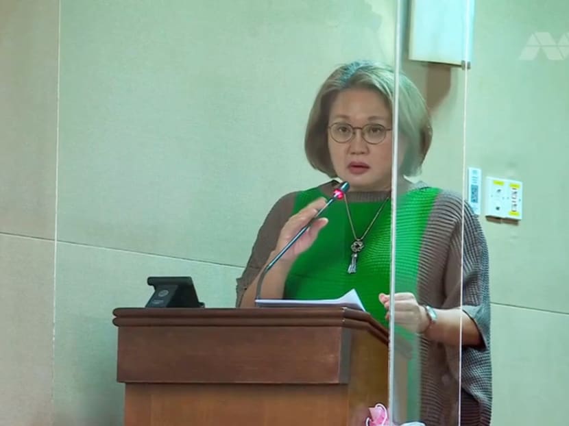 Workers' Party chairman Sylvia Lim speaking in Parliament on Feb 15, 2022. Workers' Party chairman Sylvia Lim speaking in Parliament on Feb 15, 2022.