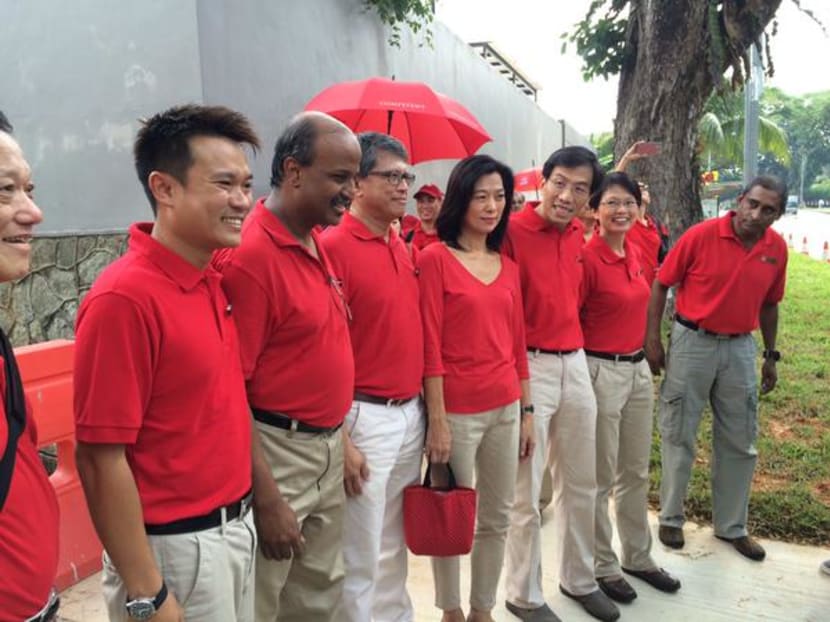 The Singapore Democratic Party's team at the Assumption Pathway School on Sept 1. Photo: Neo Chai Chin/TODAY