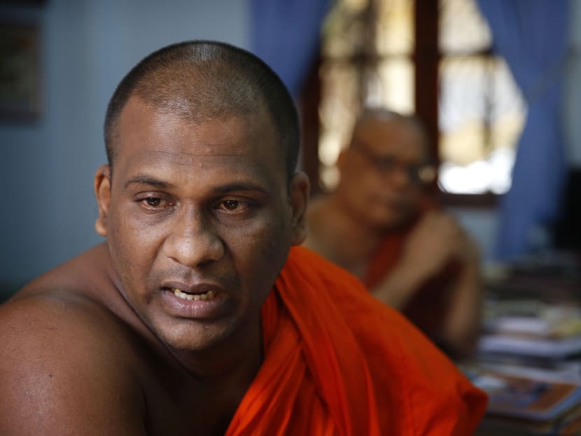 Galagoda Atte Gnanasara, the 37-year-old Buddhist monk who founded the Bodu Bala Sena (BBS) group, or Buddhist Power Force, speaks to the Associated Press. Photo: AP