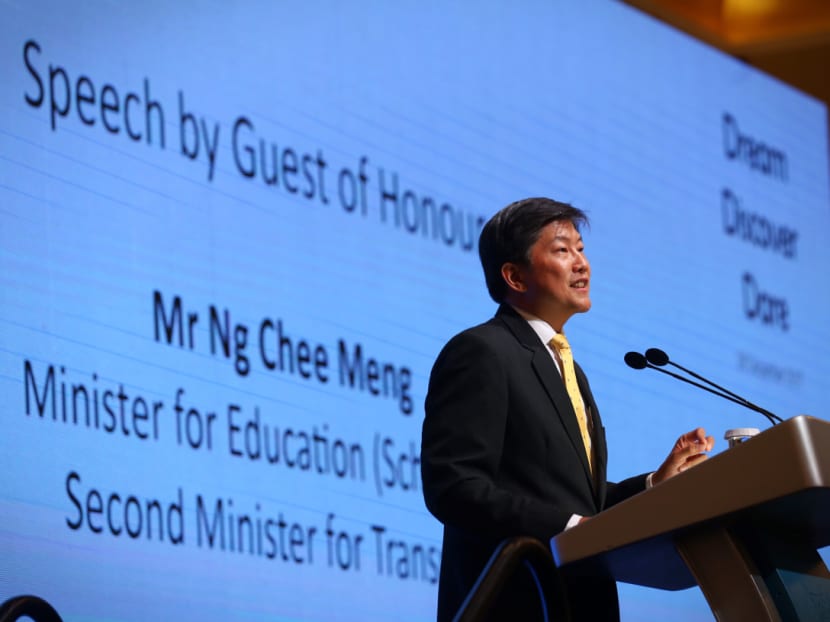 Minister for Education (Schools), Mr Ng Chee Meng, delivering his speech during the Appointment and Appreciation Ceremony for Principals (AACP) on Dec 28, 2017. Photo: Nuria Ling/TODAY