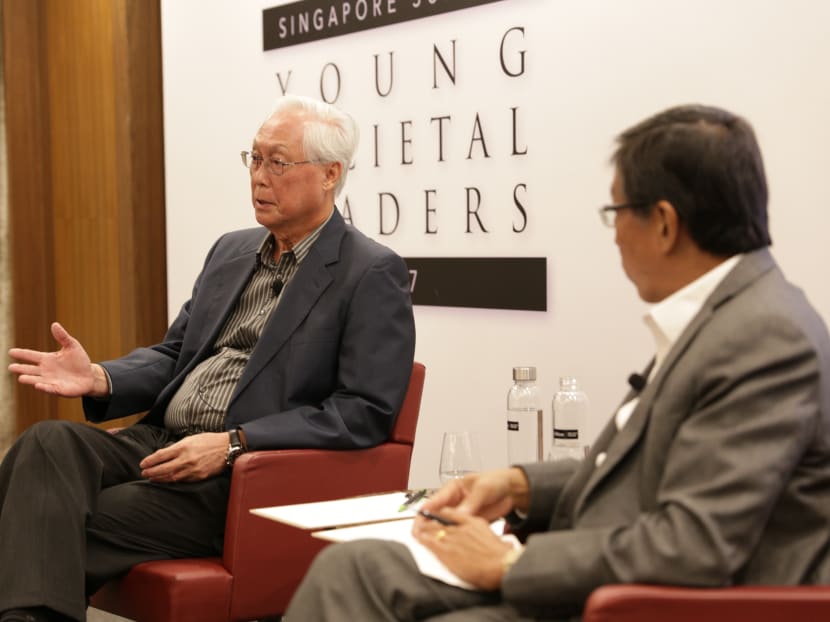 ESM Goh Chok Tong said government leaders should also adapt their leadership style to the current times. Photo: SMU