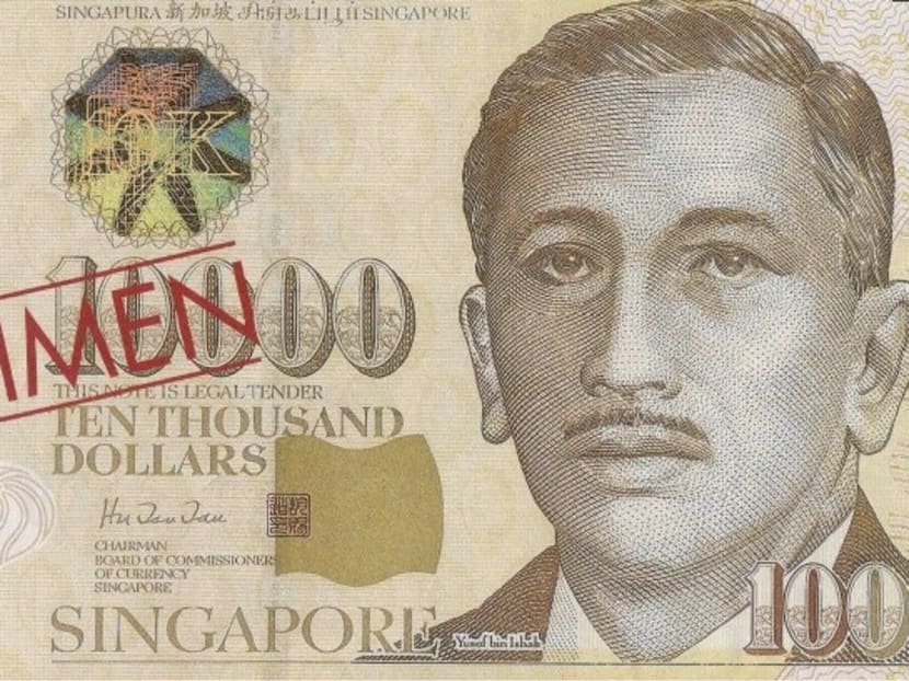 Singapore S$10,000 note to be discontinued. Source: MAS