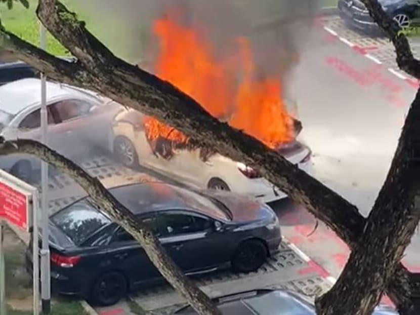In response to TODAY’s queries, the police said they responded to a case where a car had caught fire at the carpark of Block 42 Cassia Crescent at about 3pm on Jan 7, 2022. 
