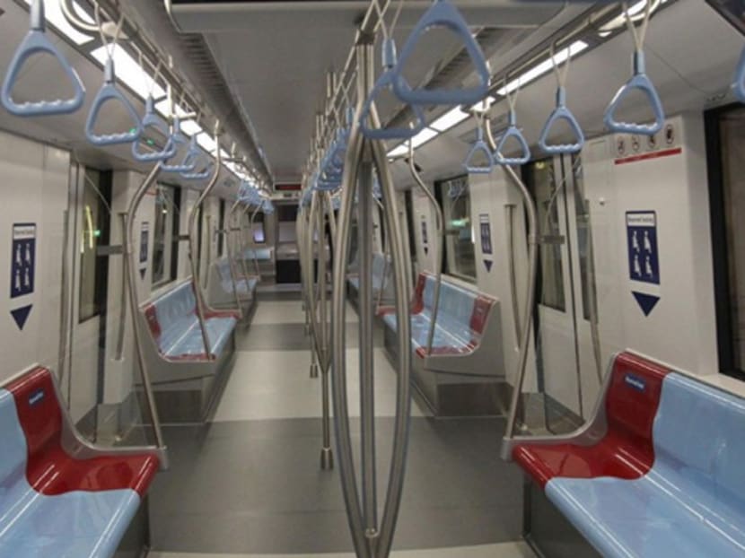 The interior of the Downtown Line train car. TODAY file photo