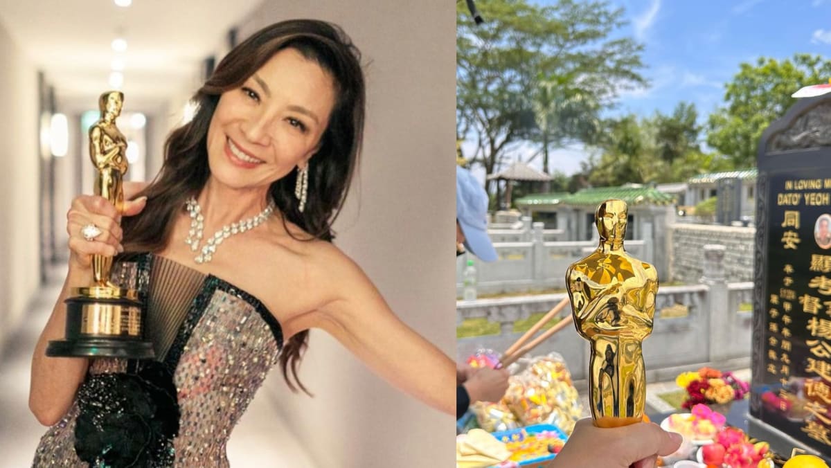杨紫琼携奥斯卡奖杯在怡保清明节向已故父亲致敬