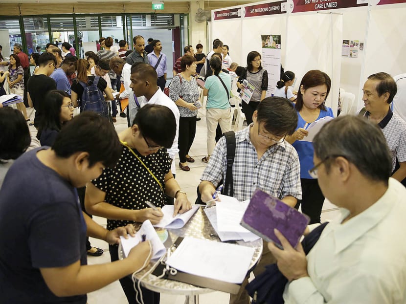 About 300 job seekers attended the CDAC job fair yesterday, where 1,500 jobs from 22 participating companies were on offer. Many senior citizens, who thronged the fair, were concerned that they may be losing out on job opportunities because of their  age. PHOTO: WEE TECK HIAN
