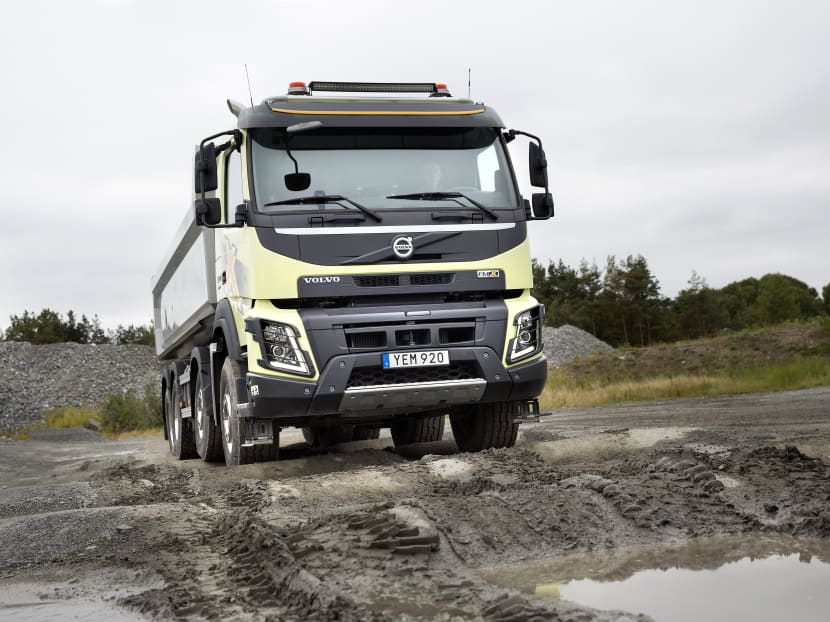 A truck negotiates the off-road terrain at the Volvo Trucks Fuelwatch Challenge in Gothenburg. There are several lessons car drivers can learn from good truck-driving, said Volvo's Per-Bruun Hansen, the head referee of the Fuelwatch Challenge. Photo: Sheldon Trollope
