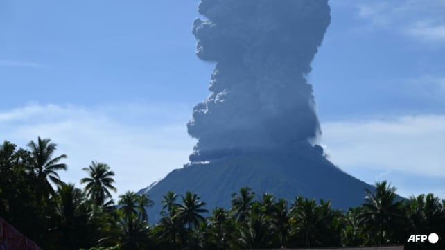 Indonesia's Mount Ibu erupts again, spews huge ash tower