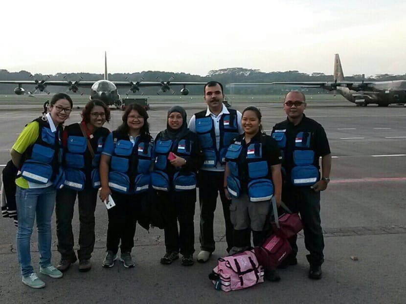A team of 2 doctors and 4 nurses from Singapore General Hospital, and a Nepalese doctor from Tan Tock Seng Hospital, are joining the Singapore Armed Force's medical team in Nepal. They arrived on May 2, 2015 and are expected to be deployed for up to 2 weeks. Photo: SGH/MOH