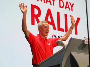 Prime Minister Lee Hsien Loong giving his last May Day Rally speech on May 1, 2024.