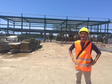 The writer at a greenfield brewery site in Timor Leste during its construction.