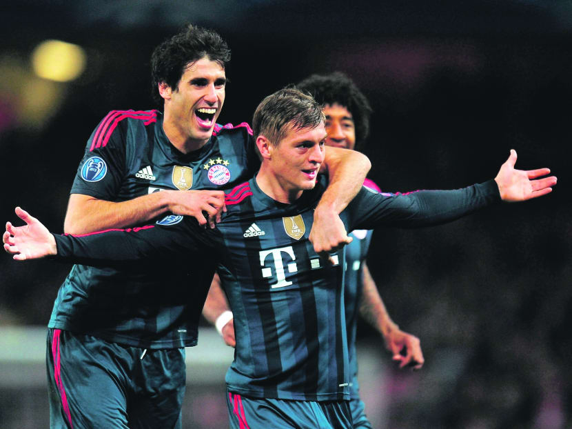 Kroos (centre) has yet to sign a new contract at Bayern. PHOTO: GETTY IMAGES