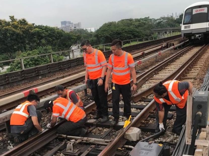 SMRT's engineering team got on the track six times to fix a fault that disrupted train services along a part of the East-West Line on Sept 19 morning.
