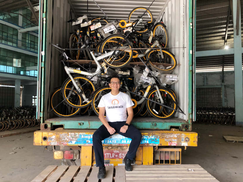 Mr Mike Than Tun Win (pictured) said that the bicycles he bought from Ofo and oBike will be given for free to students living below poverty line in Myanmar and who need to walk 2km to school. Mr Mike Than Tun Win (pictured) said that the bicycles he bought from Ofo and oBike will be given for free to students living below poverty line in Myanmar and who need to walk 2km to school.