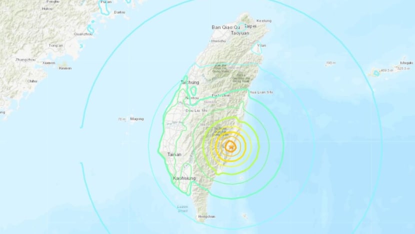 Strong earthquake hits southeastern Taiwan, building collapses Strong earthquake hits southeastern Taiwan, building collapses
